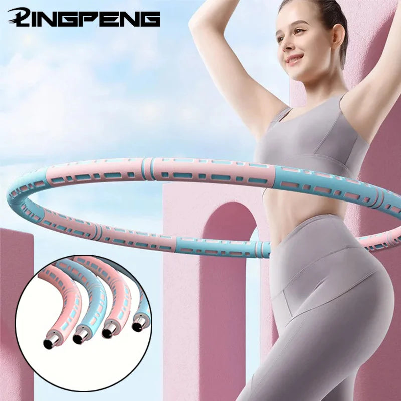 Adjustable 6-Section Foam Exercise Hoop, Universal Fit, Detachable and Thickened, for Fitness, Dance, and Play,Without Battery