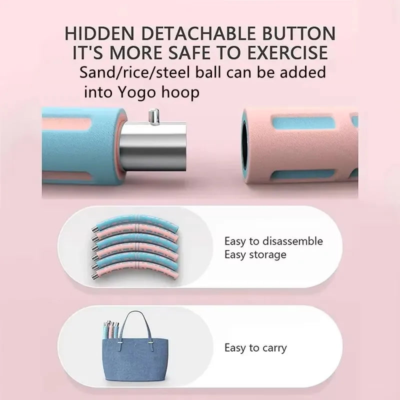 Adjustable 6-Section Foam Exercise Hoop, Universal Fit, Detachable and Thickened, for Fitness, Dance, and Play,Without Battery